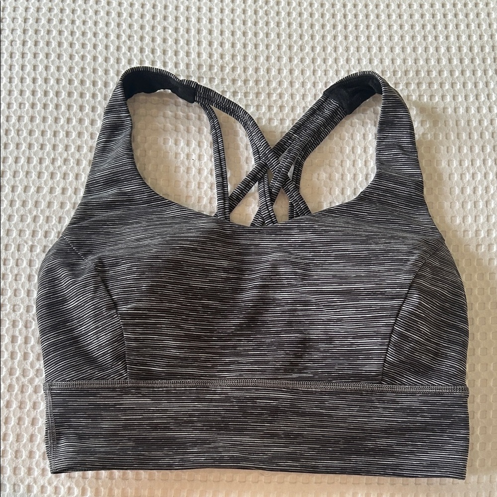 lululemon athletica Striped Black & White Strappy Sports Bra